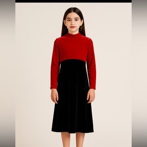 Vintage My Michelle Velvet Red and Black Long Sleeve Dress